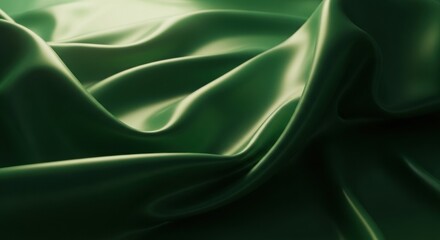 Obraz premium Smooth green silk fabric with elegant flowing folds