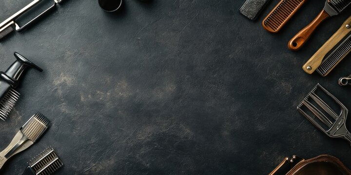 Barber Shop Tools Flatlay: Combs, Brushes & Accessories