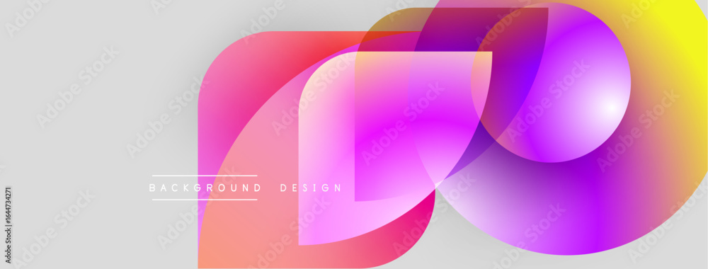 Poster abstract colorful shapes overlap. gradient hues blend, creating dynamic visual effect. modern design