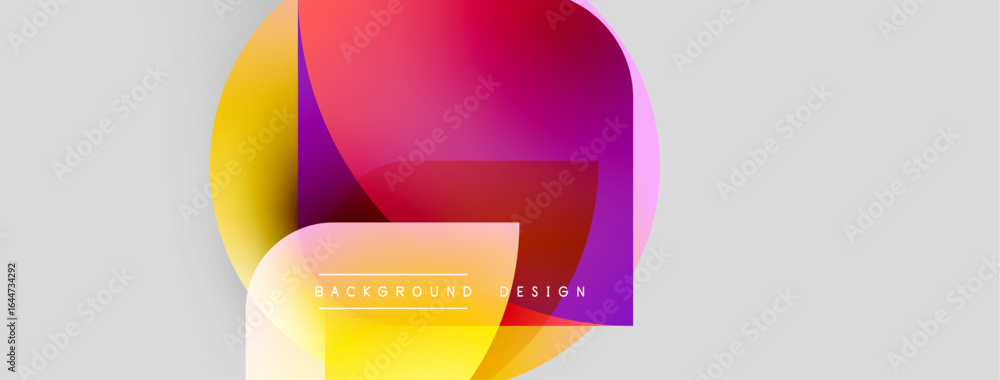 Poster abstract colorful shapes overlap, creating dynamic visual effect. modern background design with grad