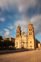 San Luis Potosi Cathedral at dawn in the historic center of the state San Luis Potosi, Mexico. Dedicated to St. Louis King of France.