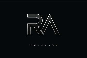 RA Luxury Minimalist Letter Logo &ndash; Modern Metallic Design for Premium Branding & Creative Identity
