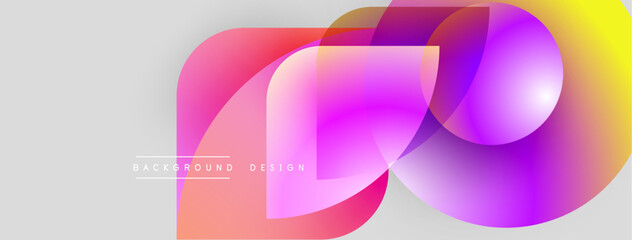 Abstract colorful shapes overlap. Gradient hues blend, creating dynamic visual effect. Modern design element for backgrounds.