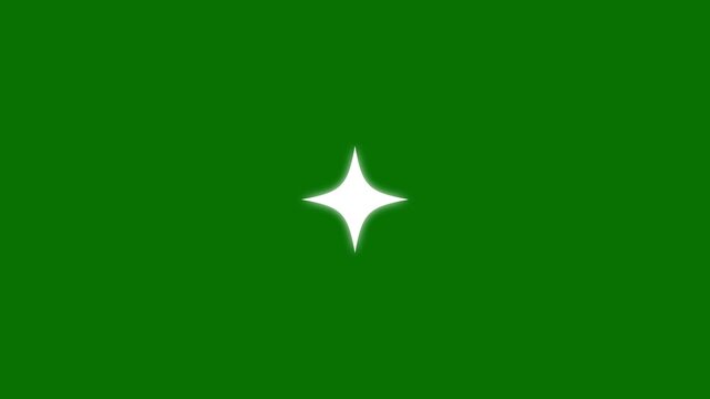Sparkling star glowing animation, twinkling stars shine effect, blinking light spark, and 2D cartoon style. Manga flashes, glitter, comic bubble pops, and bright fx overlay for green background 4k
