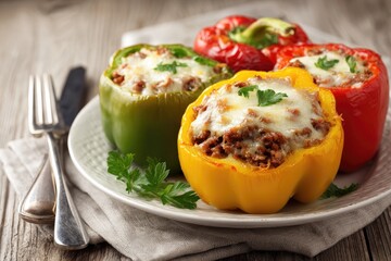 Colorful stuffed peppers on a plate (2)