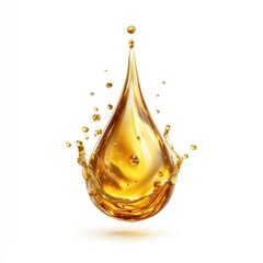 A golden liquid droplet,  splashed and suspended in the air.  A  detailed, realistic,  and  high-resolution image