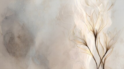 Obraz premium Delicate floral design on a light beige background.