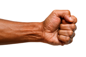A close-up of a male hand with a clenched fist, showcasing strength and determination.