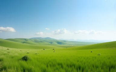 Fototapeta premium The grassland landscape in Hulun Buir, Inner Mongolia, China, summer time. High quality