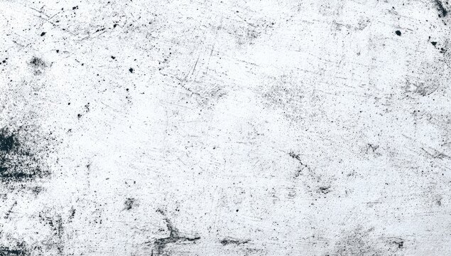 White textured background with scattered dark gray scratches, speckles, and smudges; showing signs of wear and age