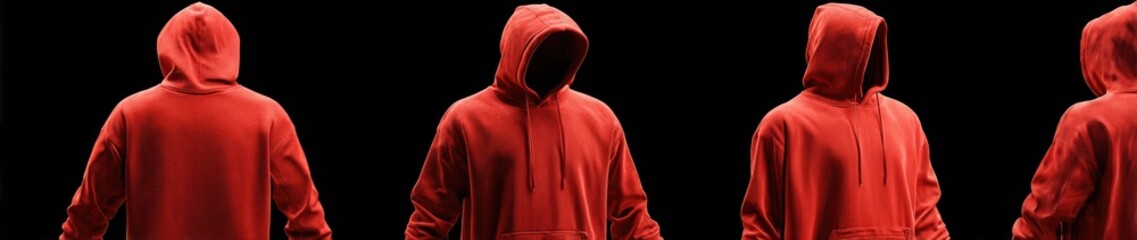 Red hooded sweatshirts on black background