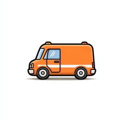 Simple orange van illustration. Side view, cartoon style