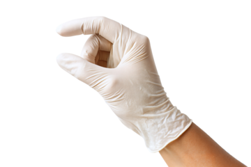 A gloved hand demonstrating a precise gesture, ideal for medical or scientific contexts.
