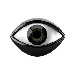 Glossy 3D Eye Icon with Reflective Iris and Eyelid