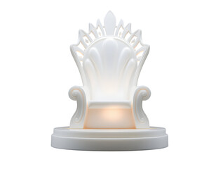 Ornate White Throne with Decorative Crown and Pedestal