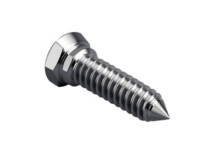 Metallic Screw Close-up on Transparent Background
