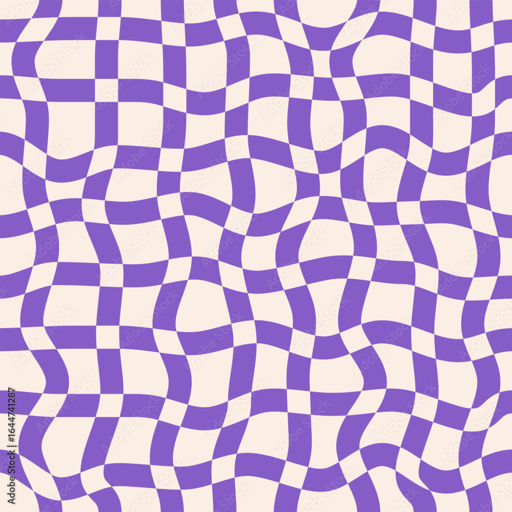 Poster twisted checkered colorful background. abstract vector seamless pattern. retro wavy checkerboard