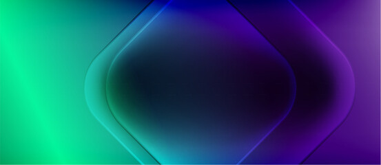 Abstract gradient background. Teal, purple hues blend smoothly. Geometric shapes create depth, visual interest. Modern design element.