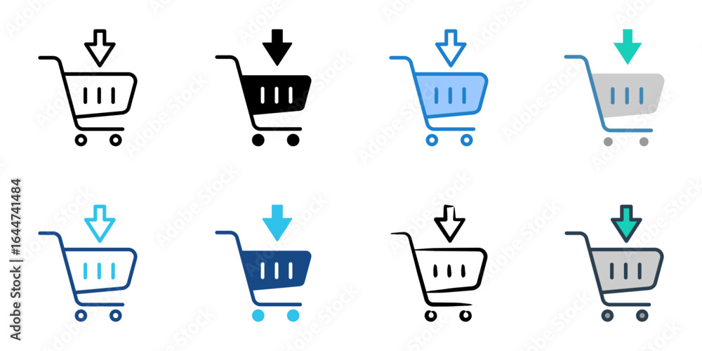Poster purchase icon set multiple style collection