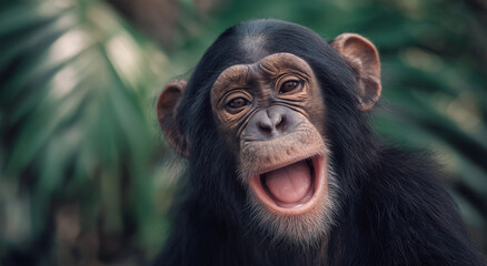 A close-up of an adorable chimpanzee with its mouth close, animal, zoo
