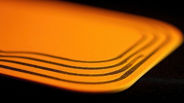 Orange surface with intricate black lines.