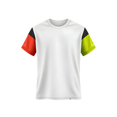 White t-shirt with colored sleeves