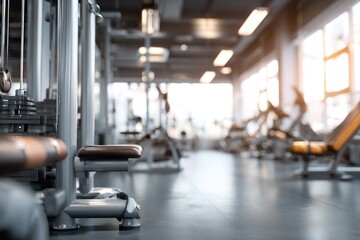 Fototapeta premium Gym interior, modern fitness equipment