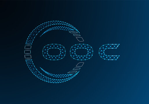 OOC low poly letter logo vector design. OOC lower poly logo design. Low poly logo.