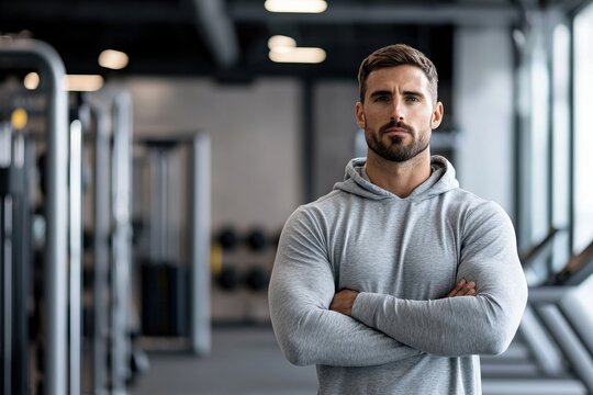 Professional trainer demonstrating fitness equipment in gym - Powered by Adobe