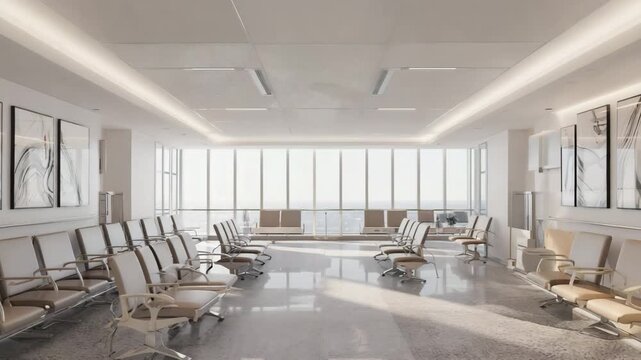 Modern, bright waiting room with ample seating and natural light creating a calming atmosphere