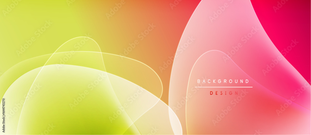 Poster abstract gradients blend, creating flowing shapes. vibrant colors transition smoothly, offering mode