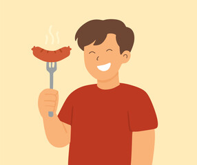 character design carrying sausages