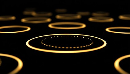 Abstract glowing circles, overlapping, on a dark background