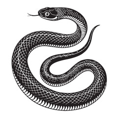 black drain snake Silhouette Vector, High Quality Illustration on White Background
