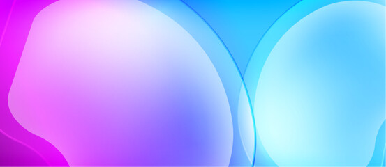 Abstract fluid shapes blend, creating vibrant pinks, purples, blues. Smooth gradients suggest movement, depth. Modern design element.