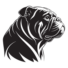black english bulldog Silhouette Vector, High Quality Illustration on White Background