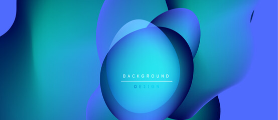 Abstract fluid shapes, vibrant blue hues, modern design. Gradient background creates dynamic visual effect. Minimalist aesthetic.