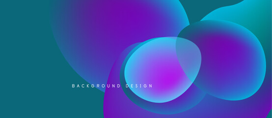 Abstract gradient shapes overlap. Vibrant purple, blue hues create dynamic background design. Modern aesthetic, smooth transitions present.