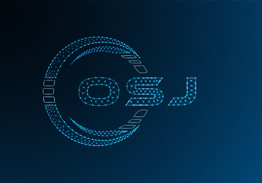 OSJ low poly letter logo vector design. OSJ lower poly logo design. Low poly logo.