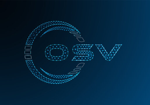 OSV low poly letter logo vector design. OSV lower poly logo design. Low poly logo.