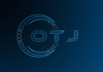 OTJ low poly letter logo vector design. OTJ lower poly logo design. Low poly logo.