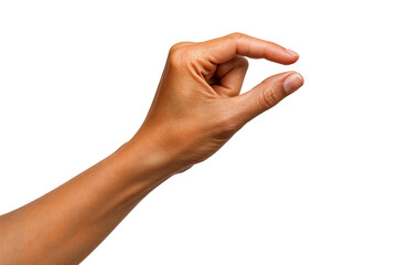 A close-up of a female hand making a small gesture, signifying 'a little'