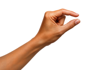 A close-up of a female hand making a small gesture, signifying 'a little'