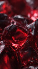 Ruby Ice Cubes with Intense Red Color and Translucent Texture, Refreshing Drink