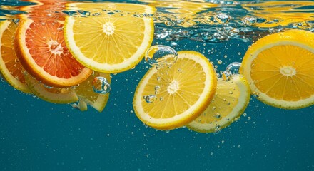 Half a white lime falls into the water with a splash.