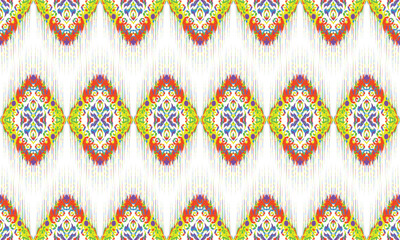 Hand draw Ikat floral paisley embroidery.Ikat ethnic oriental pattern traditional.great for background ,curtain, carpet, wallpaper, clothing, wrapping,batik,clothing or decorations.