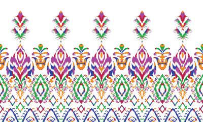 Hand draw Ikat floral paisley embroidery.Ikat ethnic oriental pattern traditional.great for background ,curtain, carpet, wallpaper, clothing, wrapping,batik,clothing or decorations.