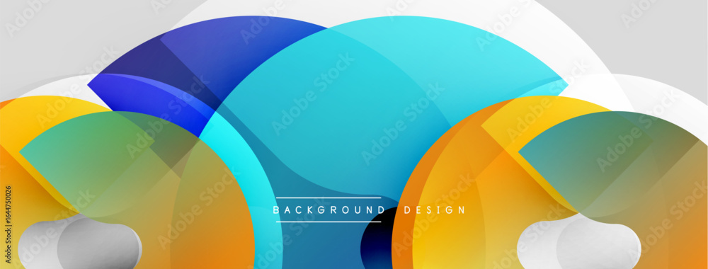 Poster abstract colorful design. overlapping curves create dynamic composition. bright gradients, smooth sh