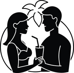 young couple drinking wine