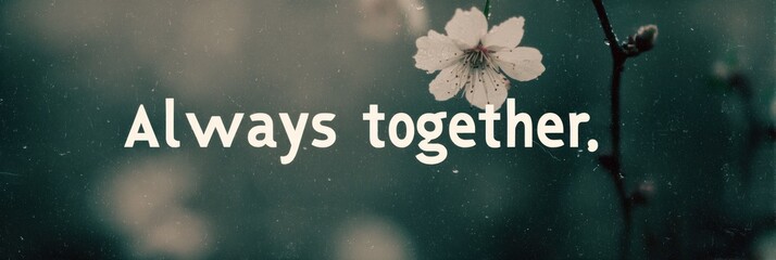 Flower blossom with always together text on a dark green background, love concept